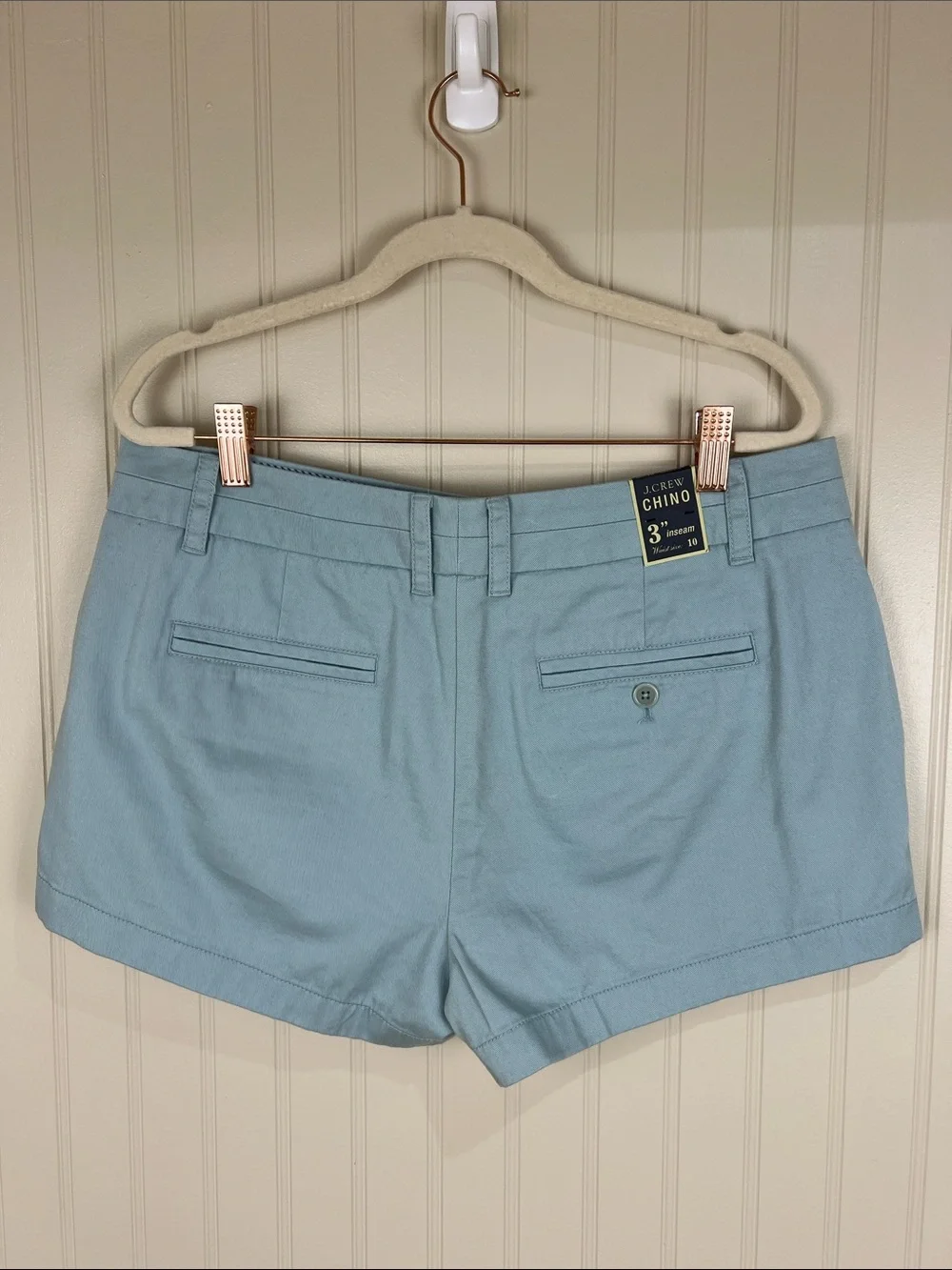 NWT J Crew 100% Cotton Chino Shorts Light Blue Size 10